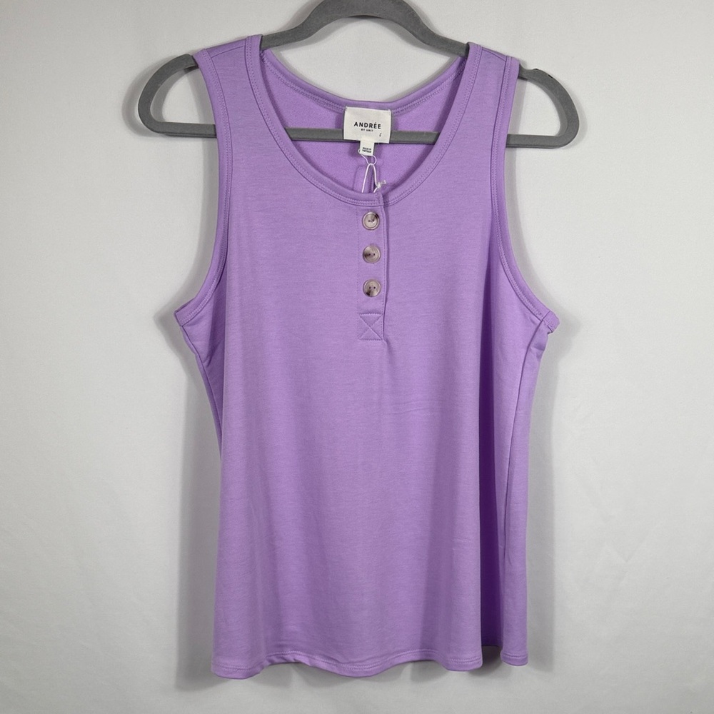 ANDREE BY UNIT lavender Purple Button Tank Top. Womens Size S. Lightweight